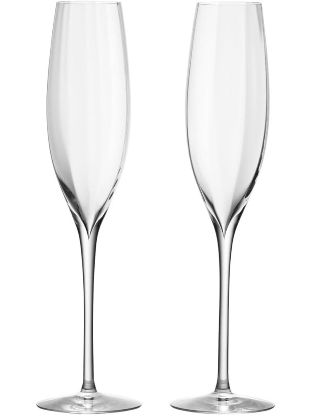 Elegant Classic Champagne Flutes - Set of 2, Crystal Glassware for Celebrations